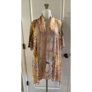 Radzoli Artsy Hand Painted Floral Jacket Cardigan Open EyeletTop Size‎ L